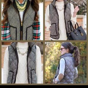 J Crew Women's Herringbone Quilted Puffer Vest Size: XL